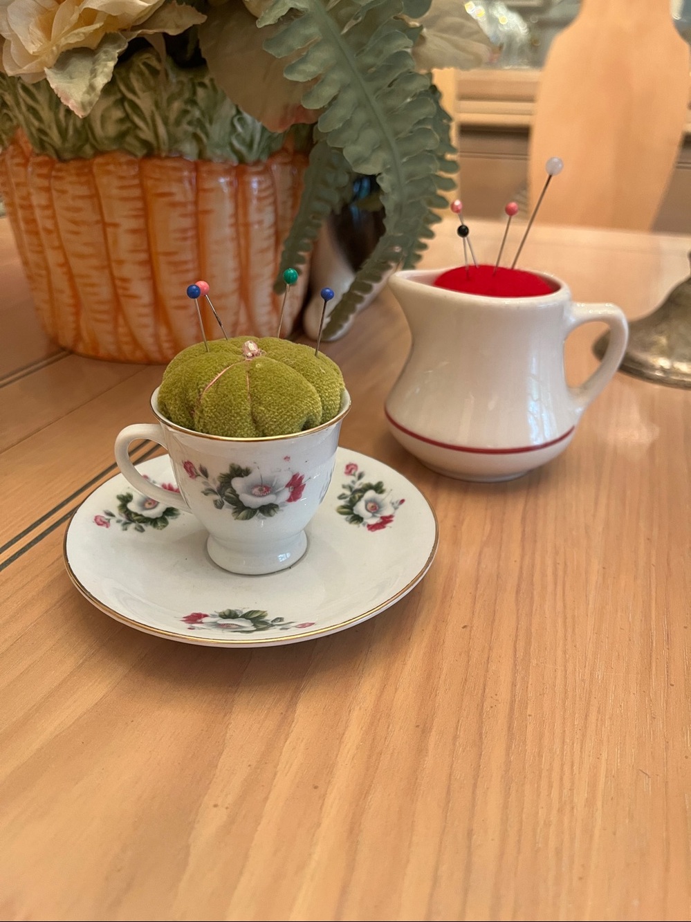 Demi task Floral Cup & Saucer pin cushion